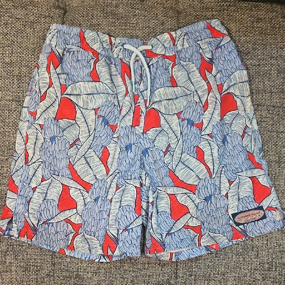 Boys Vineyard Vines 7” Printed Chappy Swim Trunks ECU SIZE MEDIUM